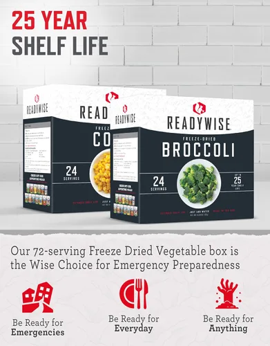 Miniatura 3 de ReadyWise Kit de caja de verduras liofilizadas Alimentos de emergencia 72 porciones