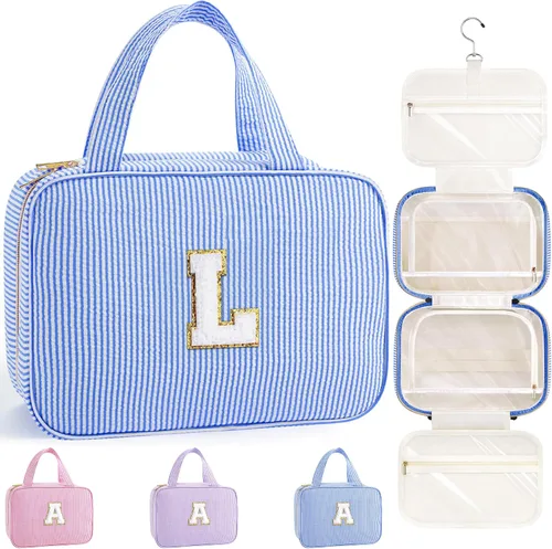 Miniatura 54 de TOPEAST Neceser colgante de viaje, bolsa de aseo personalizada con inicial, regalos de cumpleaños para mamá, hija, hermana, amigas, artículos Púrpura