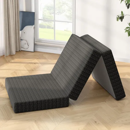 Miniatura 9 de Colchón de tres pliegues de 6 pulgadas, tamaño individual, cama de invitados portátil de espuma viscoelástica con gel refrescante certificado