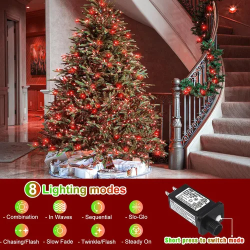 Miniatura 2 de Tira de 200 luces LED de 66 pies para exteriores, luces de Navidad conectables para interiores, cable transparente, impermeable, 8 modos de luces