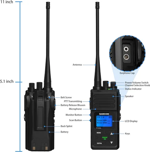 Miniatura 3 de SAMCOM Radios de dos vías de largo alcance recargables, radio bidireccional de alta resistencia para adultos, walkie talkie de 5 vatios de alta