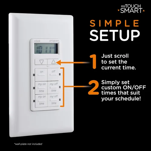 Miniatura 6 de myTouchSmart Temporizador Digital Empotrado, 4 Botones Programables de Encendido/Apagado, 2 Botones Fáciles de Encendido/Apagado, Ciclos Diarios