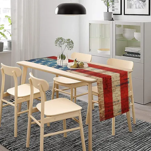 Miniatura 7 de Camino de mesa de 72 pulgadas de largo para verano, boda, cocina, mesa de comedor, decoración para el hogar, fiesta, decoración retro de estrellas