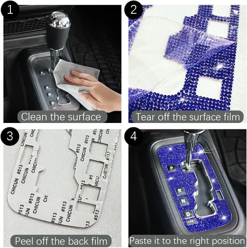 Miniatura 6 de Zufoty Bling Cubierta del Marco de la Caja de Cambios Adhesivo Decorativo, Adhesivo Decorativo del Panel de Cambios, Accesorios Interiores de Coche