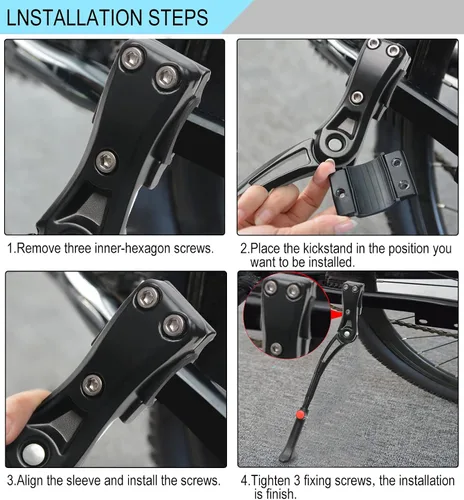 Miniatura 7 de TOPCABIN Soporte ajustable de aleación de aluminio para bicicleta, negro, para bicicletas de 24 a 28 pulgadas