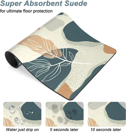 Miniatura 3 de Rnivvi Tapete de comida para perros, 12 x 19 pulgadas, bohemio, absorbente, para comida y agua, bonita alfombra de goma antideslizante para Hojas
