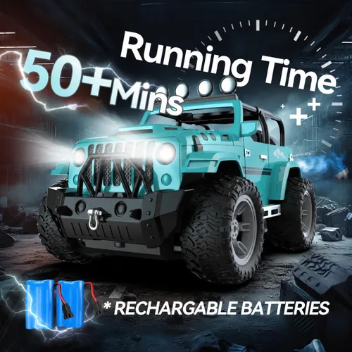 Miniatura 5 de DEERC Coche de Control Remoto con Neblina y Música, Camión de Control Remoto 1:16 para Niños, Juguete de Coche RC de 2.4Ghz con 2 Baterías, Regalo