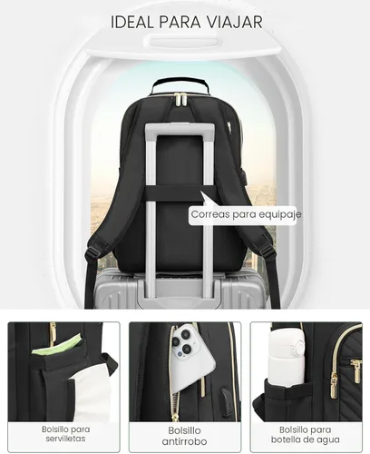 Miniatura 4 de LOVEVOOK Mochila bolso para laptop para mujeres, bolsas de computadora de trabajo y viaje, mochila escolar universitaria para estudiante chica