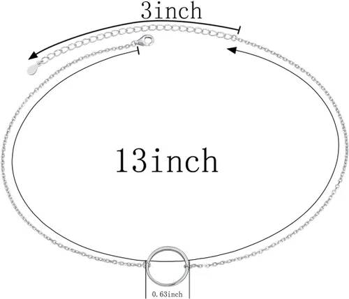 Miniatura 7 de Collar de plata esterlina S925, simple, delicada, ajustable de 13 a 16 pulgadas