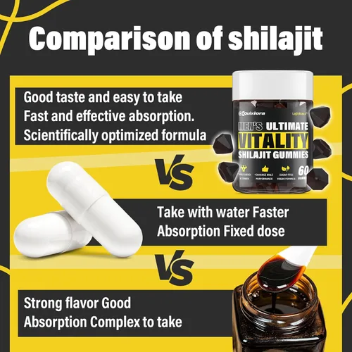Miniatura 7 de Shilajit - Gomitas para hombres Shilajit para hombres – Más de 85 minerales traza y ácido fúlvico Suplemento Shilajit 60 gomitas