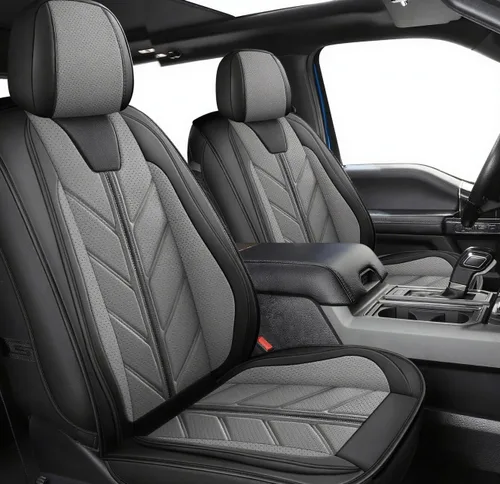 Miniatura 10 de Fundas de asiento de camión compatibles con Ford F-150 2009-2025 XL XLT Lariat King Ranch Platinum Tremor Pickup, protector de cojín de piel