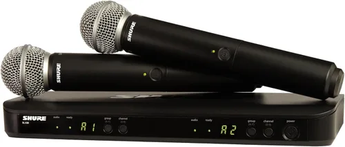 Shure - Sistema de micrófono inalámbrico UHF BLX288/SM58, para iglesia, karaoke, duración de la batería de 14 horas, rango de 300 pies, (2)