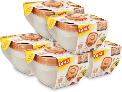 Miniatura 13 de Recipientes de almacenamiento de alimentos GladWare Home Tall Entrée, cuadrados grandes con capacidad para 42 onzas, juego de 3 unidades, con sello