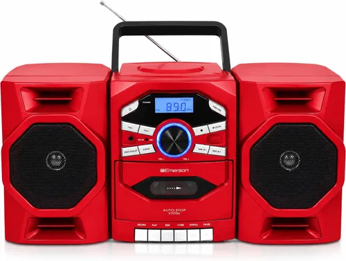 Miniatura 11 de Emerson Reproductor de CD portátil Boombox con reproductor de cassette, grabadora de cinta, radio AM/FM, entrada AUX, altavoces desmontables