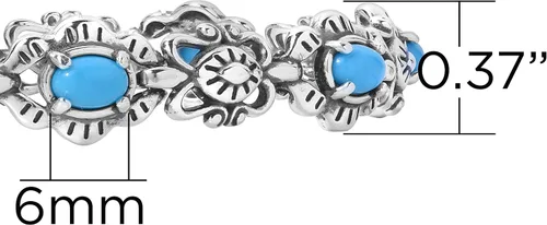 Miniatura 7 de American West Jewelry Pulsera de plata de ley con piedras preciosas de eslabones de concha, tallas pequeñas a grandes