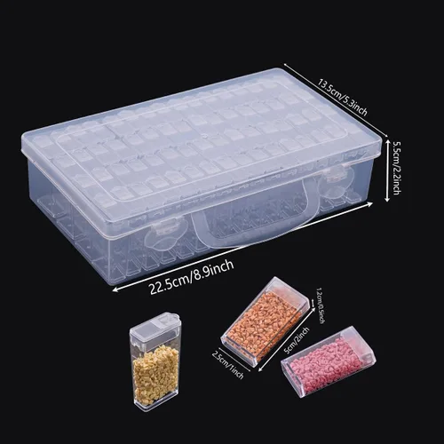 Miniatura 4 de Huacan Contenedores de Almacenamiento para Pintura de Diamantes, Accesorios para Pintura de Diamantes, Caja de Almacenamiento de 64 Rejillas