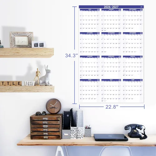 Miniatura 2 de Calendario anual de pared 2026-2027, calendario 2026-2027, julio 2026 - junio 2027, calendario de pared grande 26-27, calendario de 12 meses