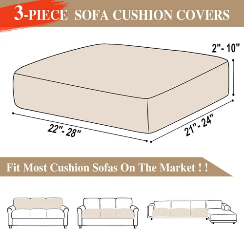 Miniatura 6 de LA MEACK Fundas de cojín de sofá, funda de cojín de asiento, funda elástica para sofá seccional separado, protector de muebles