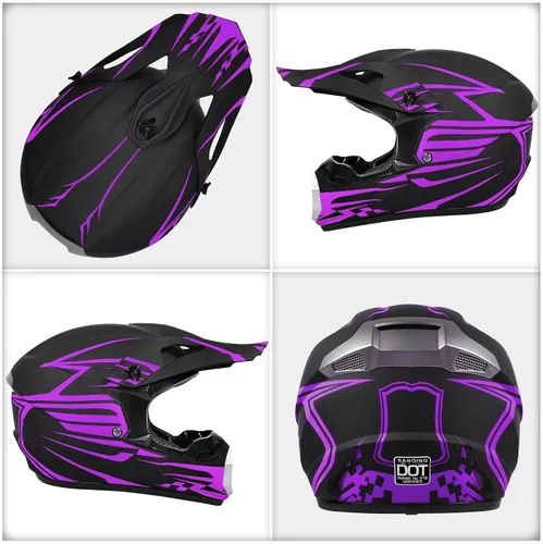 Miniatura 5 de Casco de Motocross Aprobado por DOT para Jóvenes/Niños - Casco Ultraligero de Cara Completa para Bicicleta de Tierra/ATV con Gafas, Guantes