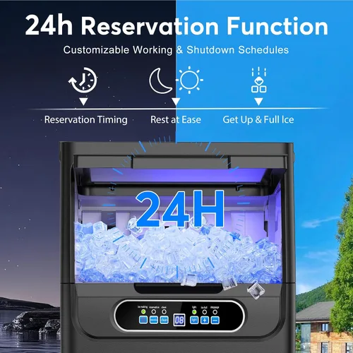 Miniatura 6 de SOZT® Máquina comercial gourmet para hacer hielo, 100 libras/24 horas, máquina de hielo debajo del mostrador con almacenamiento de 25 libras, diseño