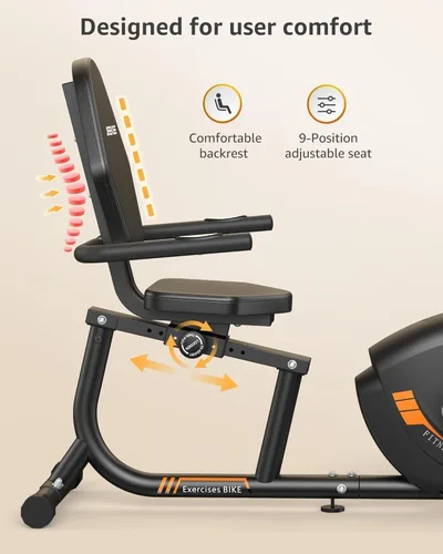 Miniatura 5 de JEEKEE Bicicleta estática reclinada para personas mayores, bicicletas estacionarias para el hogar, capacidad de 300 libras y 16 niveles de Negro