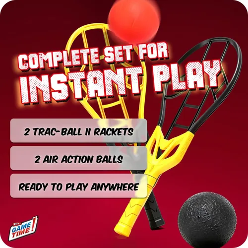 Miniatura 4 de Wham-O Game Time Trac-Ball II. with or Without 2 Rackets. Air Action Balls for Outdoor Play for Kids & Adults of All Ages Original Tracball &