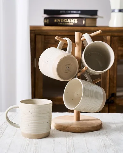 Miniatura 5 de famiware Juego de 4 tazas de café, juego de tazas de 13 onzas, juego de tazas de cerámica con asa para café, té, cacao, leche, serie Constellation
