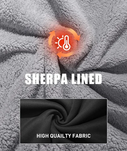 Miniatura 22 de SCODI Sudaderas con capucha para hombre, forro polar pesado, cremallera completa, forro de sherpa grueso, chaqueta con capucha