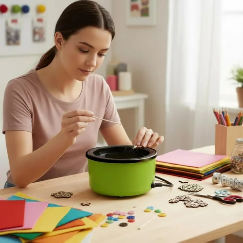 Miniatura 5 de Olla eléctrica de pegamento para manualidades con pellets de 1 libra, temperatura ajustable de 225-400 °F, olla caliente de 5.4 fl oz, diámetro