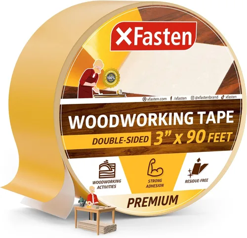 Miniatura 12 de XFasten Cinta adhesiva de doble cara para carpintería de 1 pulgada x 108 pies (paquete de 3), sin residuos, cinta adhesiva extraíble de doble cara