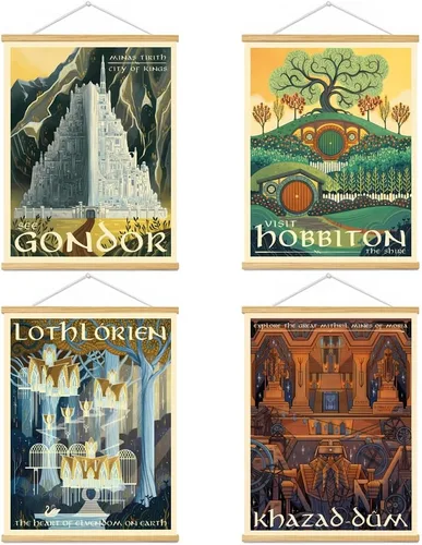 Miniatura 17 de Meksular Impresiones artísticas de pared de paisaje de la Tierra Media, pintura en lienzo, carteles de fantasía, imágenes de pared, para regalo