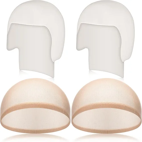 Miniatura 8 de WILLBOND 4 piezas de gorras calvas de Halloween para maquillaje de látex calvo, gorra para cabeza, peluca, sombrero, accesorios de disfraz