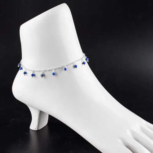 Miniatura 83 de Yanara Tobilleras de piedras preciosas para mujer, piedra natal natural, chapada en plata, joyería hecha a mano en 8.5 + 1.5 pulgadas, cristales