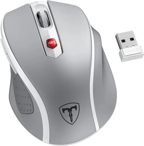 Miniatura 11 de HOTWEEMS Ratón Inalámbrico, Ratón de Computadora D-09 USB Ratones Inalámbricos para Laptop, Ergo Grips, Lightspeed 5 Niveles 2400 DPI, Batería de 16