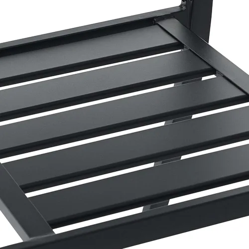 Miniatura 6 de Juego de 2 sillas de comedor para patio, sillas de comedor apilables negras para exteriores, juego de muebles de patio de metal para jardín, patio