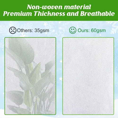 Miniatura 3 de Alpurple Paquete de 2 fundas de invierno con cordón para plantas de gran tamaño, 39 x 63 pulgadas, bolsas cálidas de protección para plantas, manta