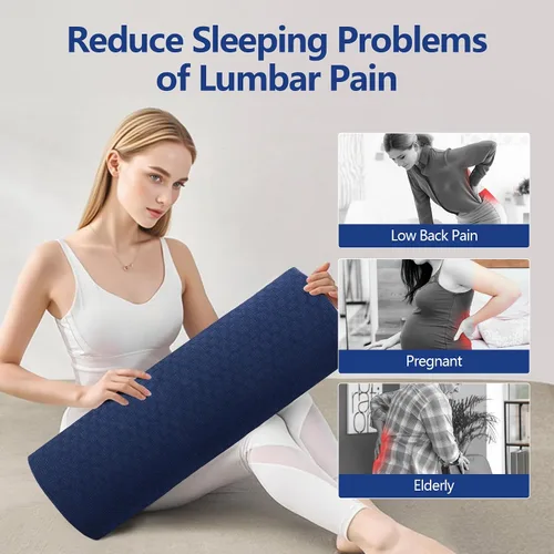 Miniatura 7 de Cozyhealth - 2.95 pulgadas de alto x 18.7 pulgadas de largo - Almohada lumbar suave y pequeña para dormir, cojín de apoyo lumbar de espuma Azul