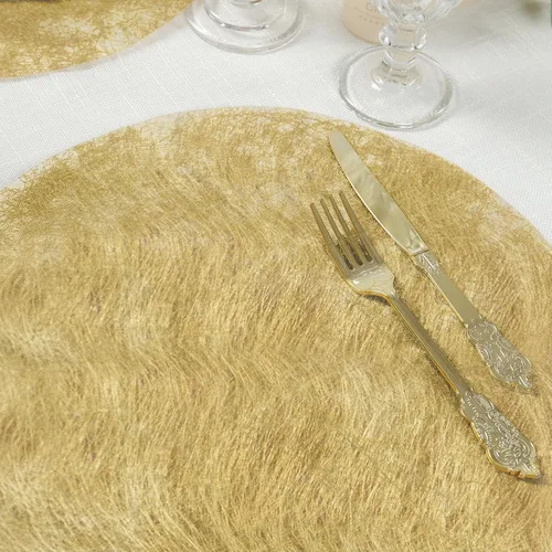 Miniatura 15 de Efavormart - Juego de 10 manteles individuales redondos de malla con purpurina dorada metálica de 13 pulgadas, manteles individuales decorativos