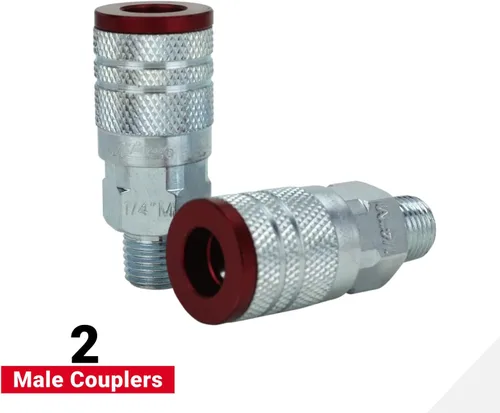 Miniatura 7 de Milton S-314MKIT ColorFit kit de acoplador y enchufe (estilo M, rojo) - 1/4 pulgadas NPT (14 piezas)