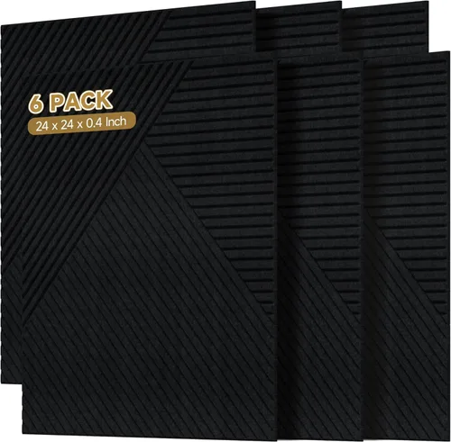 Miniatura 12 de Paneles acústicos de pared, paquete de 6 unidades de tamaño total de 72 x 48 pulgadas, paneles acústicos decorativos autoadhesivos para pared