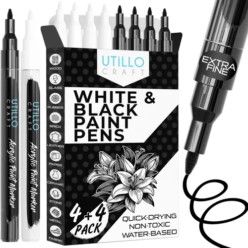 Miniatura 17 de Utillo Craft Bolígrafo de pintura negra (paquete de 3) marcadores de pintura negra mediana para metal, tela, madera, vidrio, papel, plástico, roca