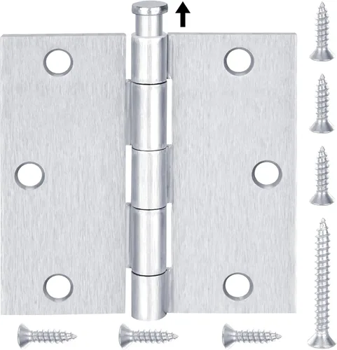 TICONN Paquete de 6 bisagras de puerta de 3.5 pulgadas con pasador extraíble, herrajes para puertas residenciales bifold de hierro de 3-1/2 x 3-1/2