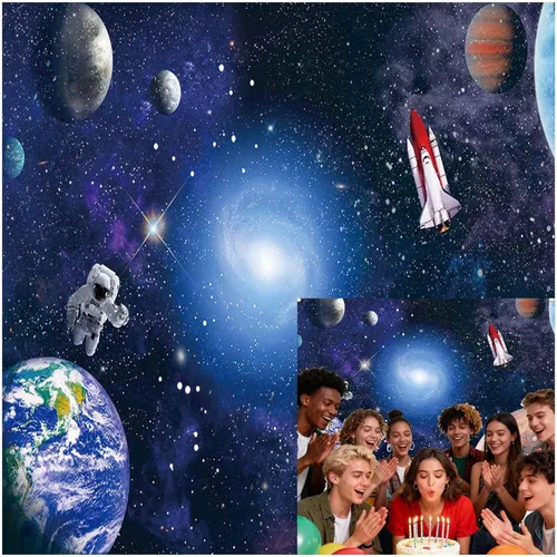 Miniatura 11 de Fondo de fotografía de astronauta espacial de 7 x 5 pies, galaxias cósmicas, estrellas, regalo para recién nacidos, fondo de fotografía, fondo