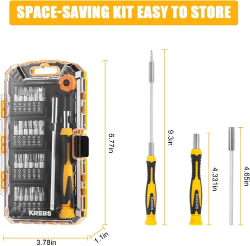 Miniatura 4 de KREBS Juego de destornilladores de precisión 51 en 1 con puntas Kit de destornillador magnético para electrónica portátil, estuche de almacenamiento