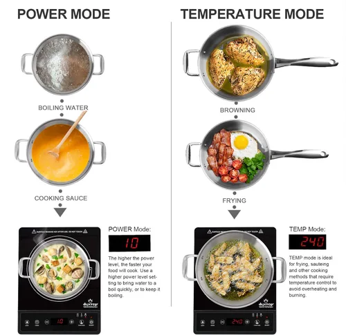 Miniatura 7 de Duxtop - Parrilla de inducción portátil, quemador de encimera, quemador de inducción con temporizador y sensor táctil, 1800W 8500ST E210C2