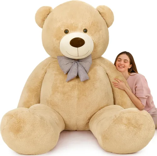 Miniatura 33 de MaoGoLan - Oso de peluche gigante de 52.0 pulgadas, peluche grande color canela con lindo moño y huellas, peluche suave de oso con moño para regalar