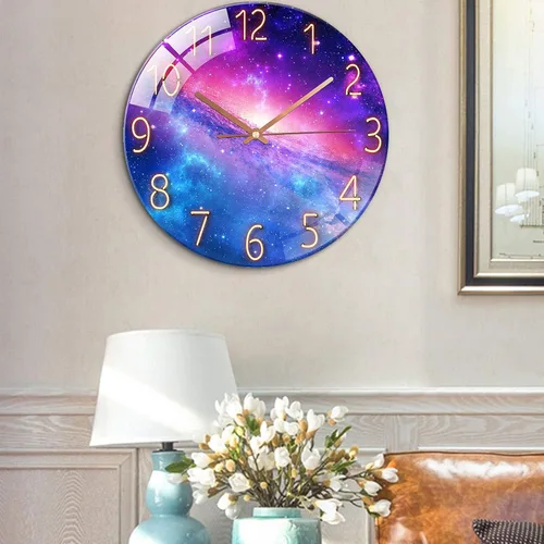 Miniatura 4 de Reloj de pared redondo de 12 pulgadas, silencioso, sin tictac, funciona con pilas, con lente de vidrio templado, relojes decorativos de cuarzo
