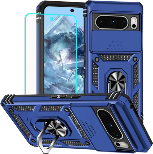 Miniatura 8 de HNHYGETE Funda para Pixel 6a con protector de pantalla HD, soporte giratorio de grado militar de 360° (resistente) a prueba de golpes para Google