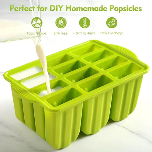 Miniatura 3 de Moldes para paletas de silicona sin BPA, 12 piezas bandejas para paletas para congelador, moldes para paletas de helado casero, juego grande