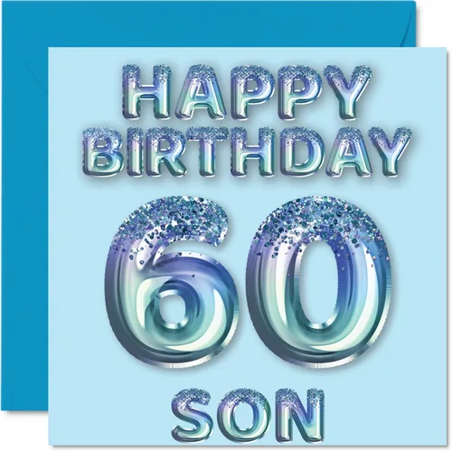 Miniatura 303 de Stuff4 Tarjeta de primer cumpleaños para niños, globo de fiesta con purpurina azul, tarjetas de feliz cumpleaños para niño de 1 año, nieto, hijo, 57